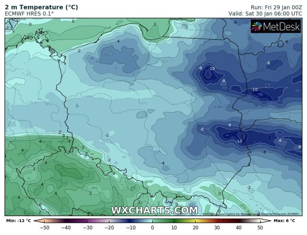 Temperatura rano 30 stycznia 2021