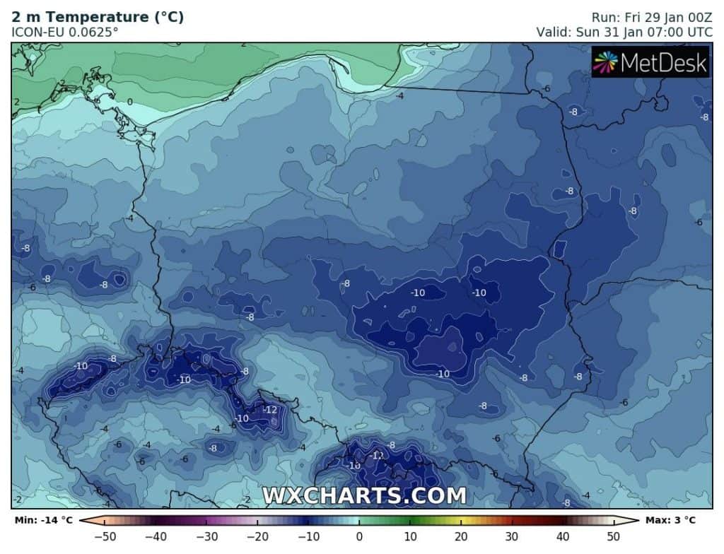 Temperatura 31 stycznia 2021