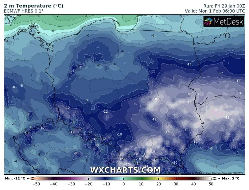 Temperatura, 1 lutego 2021
