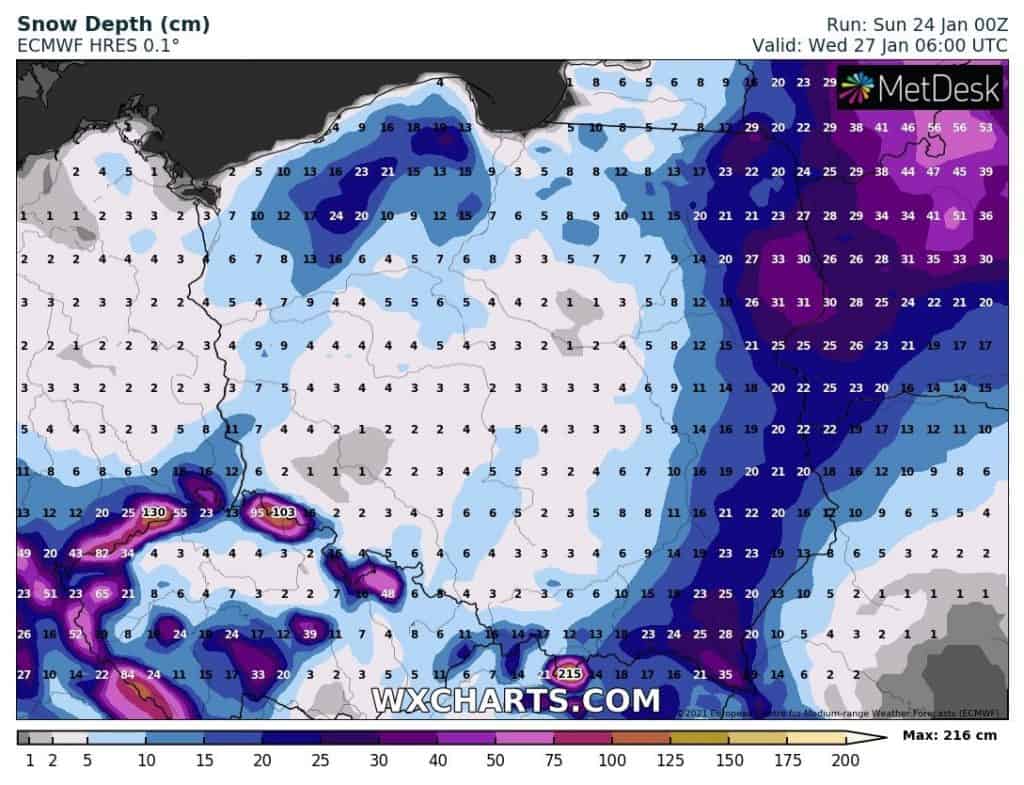 Śnieżyca we wschodniej Polsce