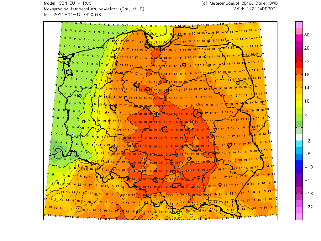 Temperatura 12 kwietnia 2021.