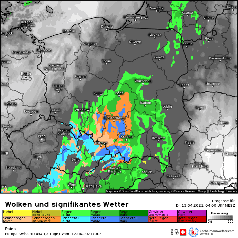 Opady śniegu nad Polską w nocy
