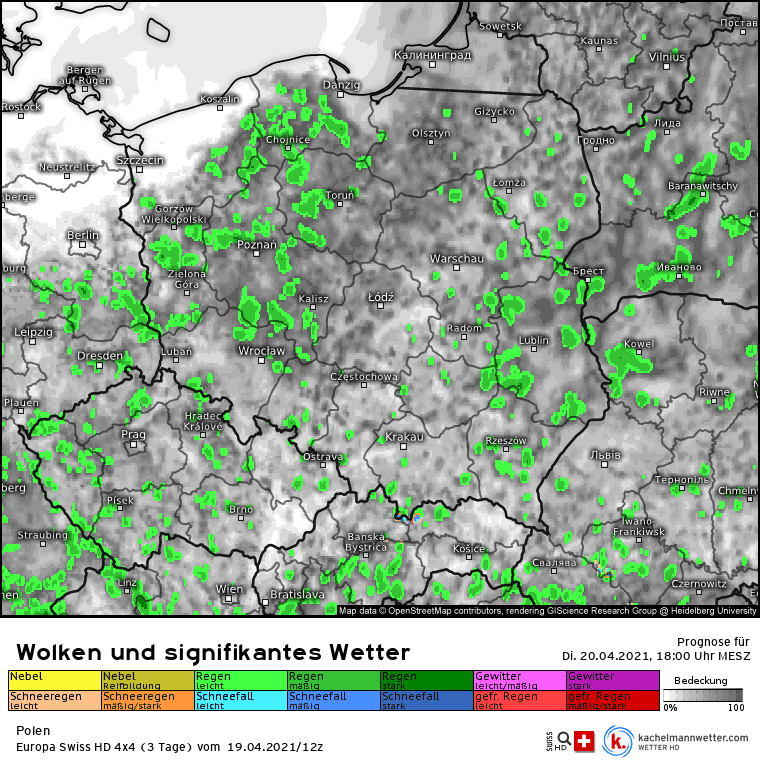 Opady w Polsce we wtorek 20 kwietnia
