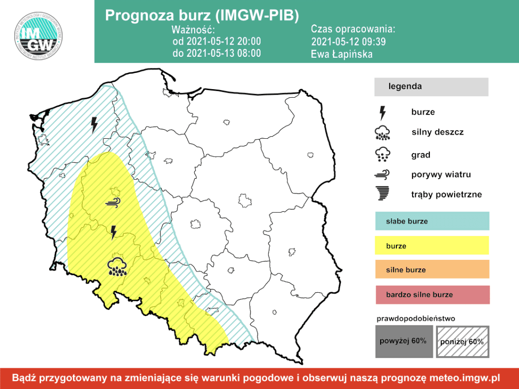 Pogoda. Burze w nocy 