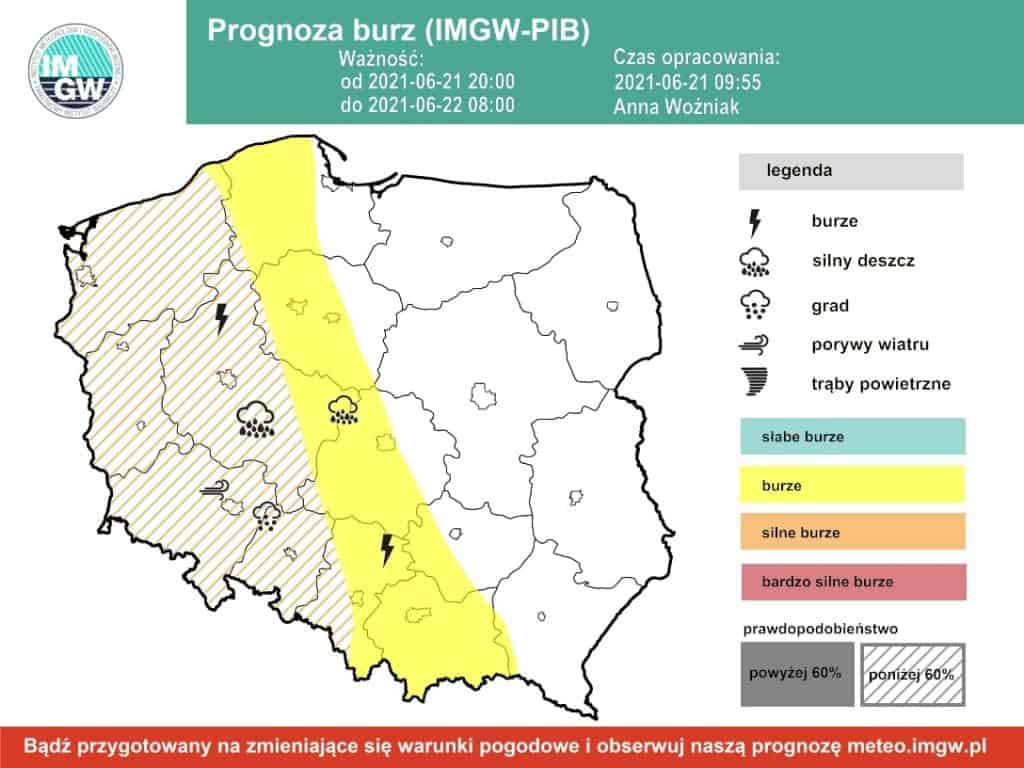 Pogoda. Burze w Polsce, 22 czerwca 2021. 