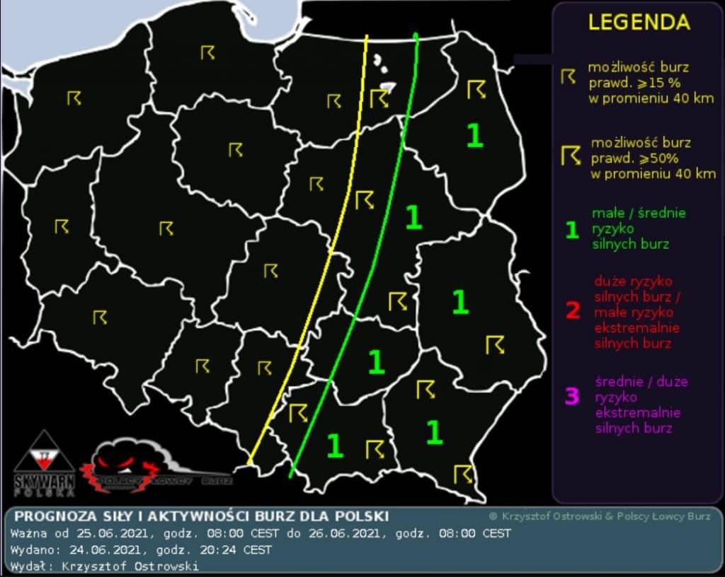 Pogoda na dziś. Ostrzeżenia przed burzami na 25-06-2021