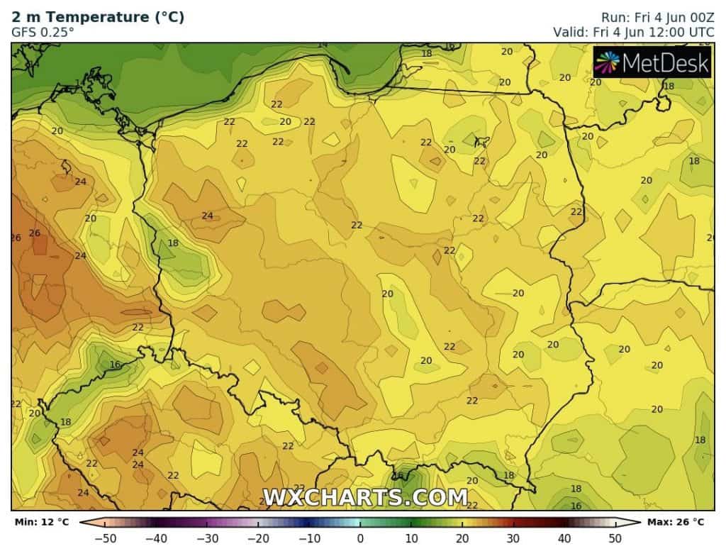 Temperatura dziś w Polsce