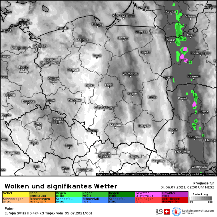 Zanikające opady w nocy z 5 na 6 lipca