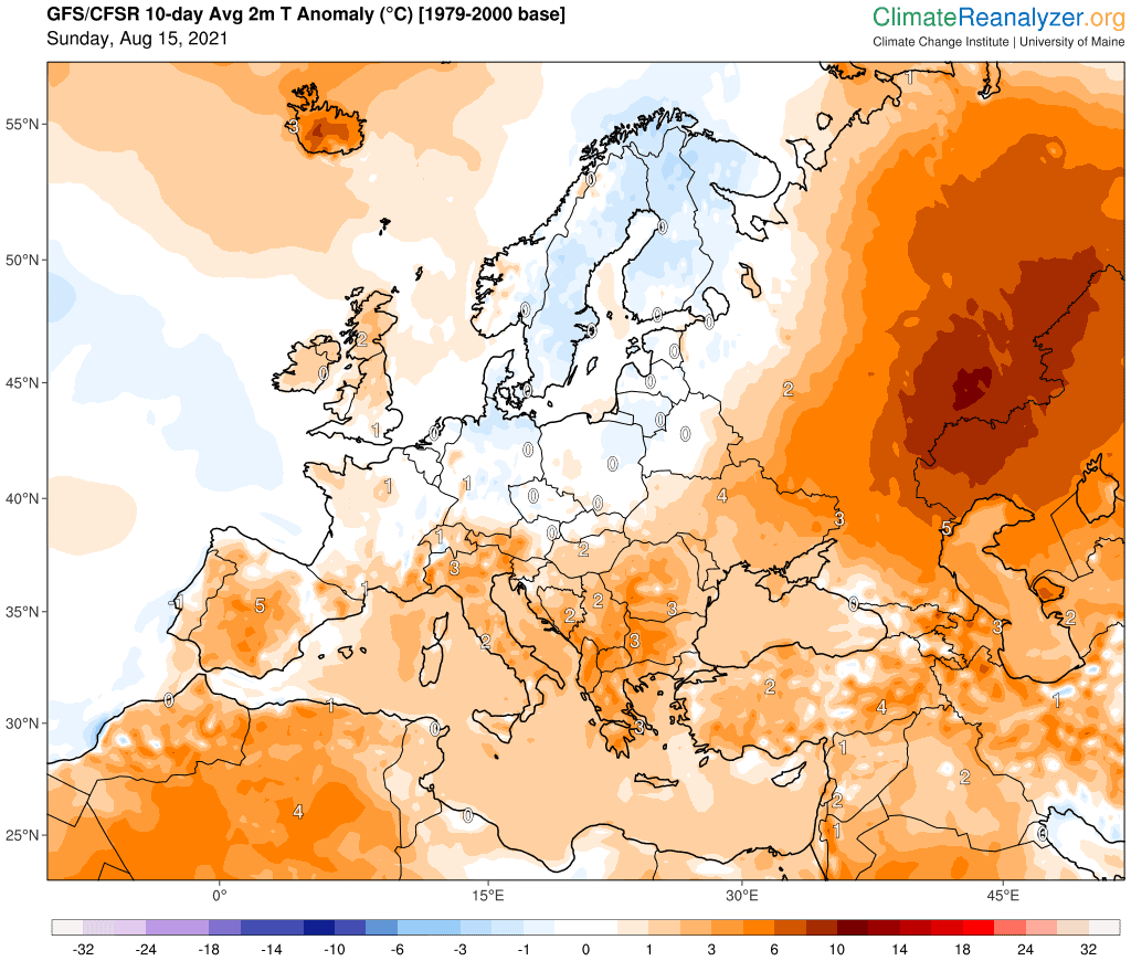 Pogoda długoterminowa na 16 dni. Anomalia temperatury 