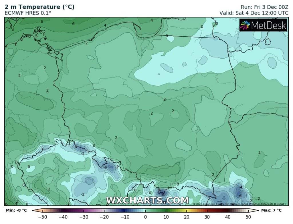 Pogoda na sobotę. Temperatury w Polsce 3 grudnia