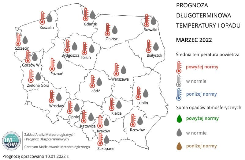 Pogoda długoterminowa na marzec 2022 r. Prognozy zaskakują. Aktywna cyrkulacja strefowa, okresami mróz i burze w Polsce