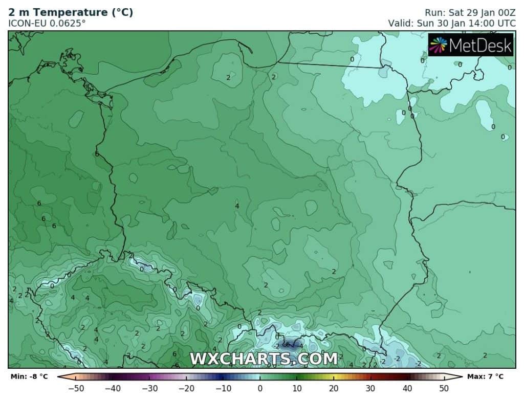 La domenica la temperatura in Polonia