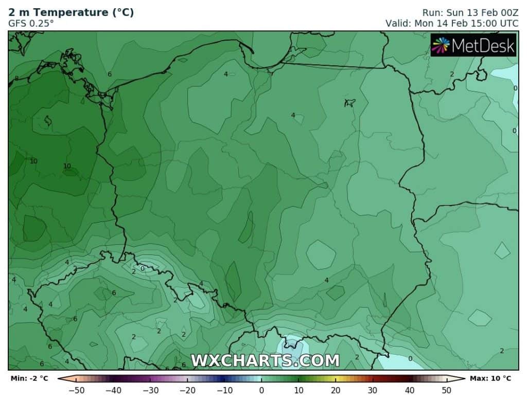 Pogoda na poniedziałek. Temperatura powietrza