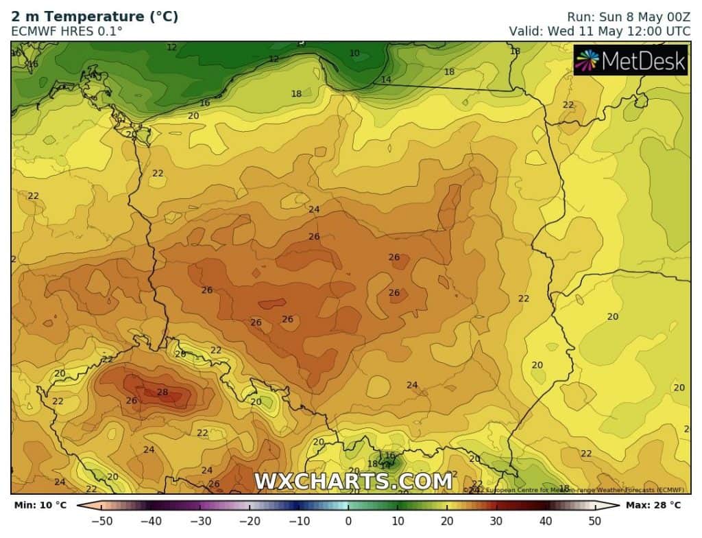 Giornata calda mercoledì in Polonia