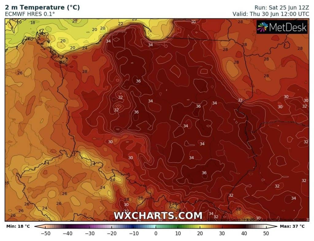Temperature elevate anche giovedì in Polonia
