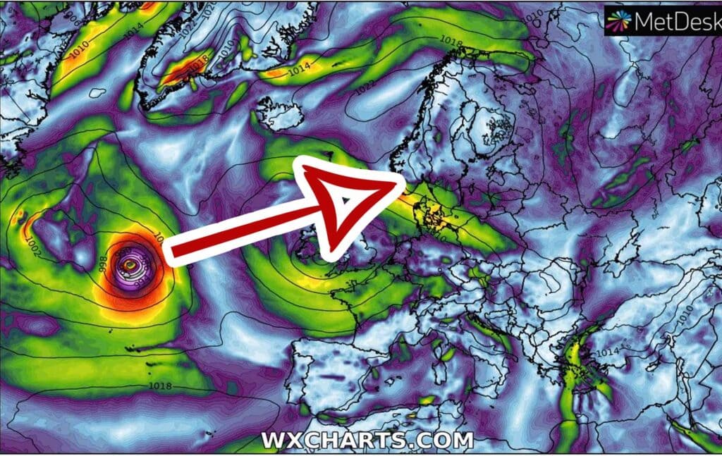 Cyklon sunie do Europy. Wichura i silny wiatr. Burze i ulewy