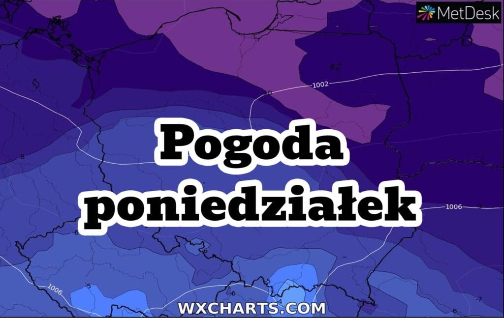 Pogoda na poniedziałek. Front atmosferyczny. Opady śniegu w Polsce