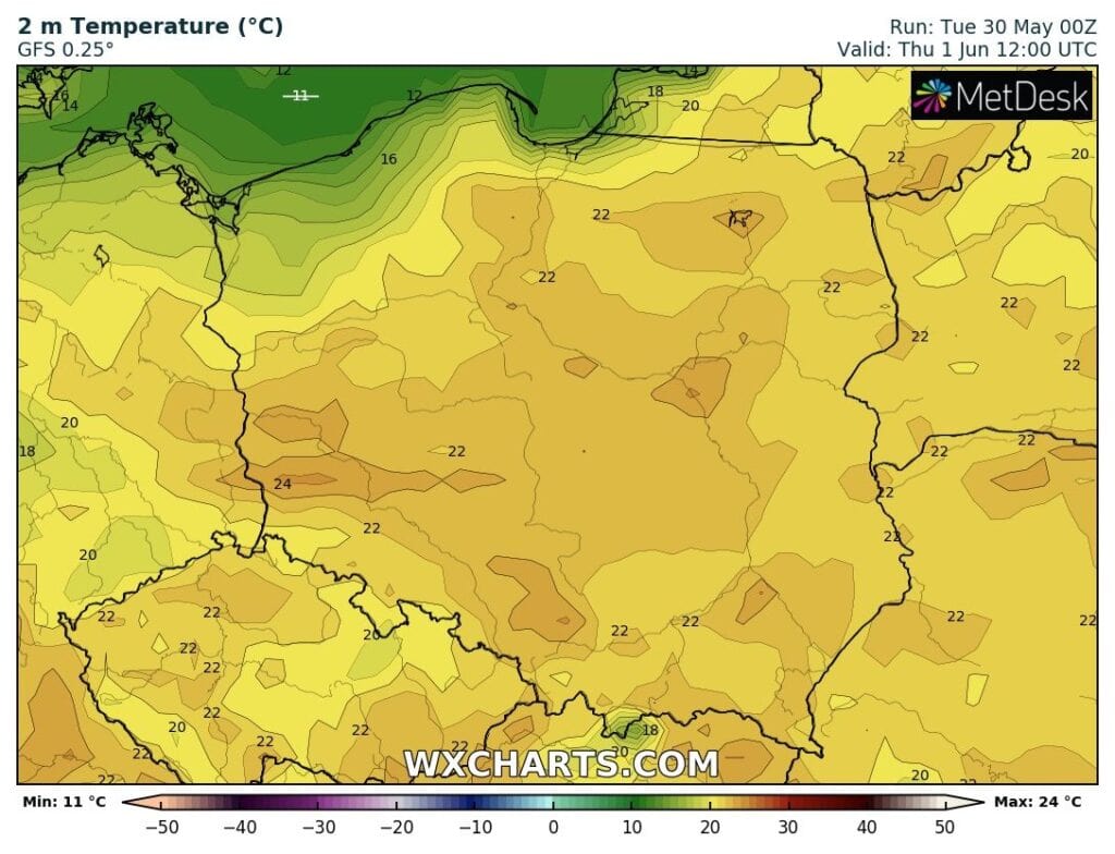 Wysokie temperatury do końca tygodnia w Polsce