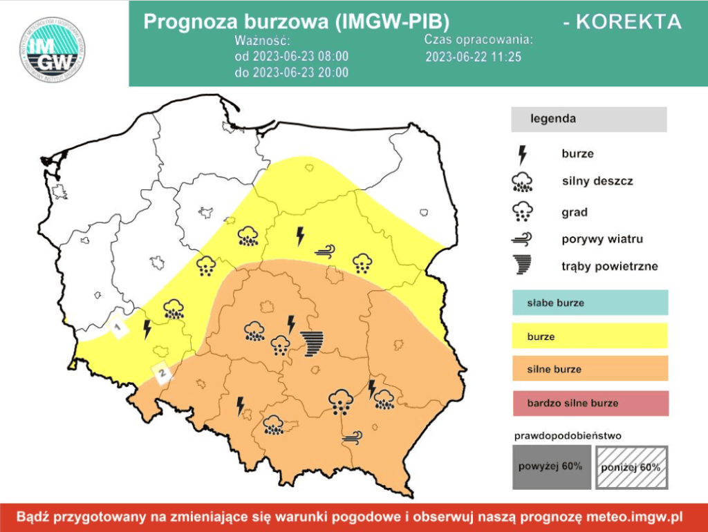 Ostrzeżenia IMGW. Nad Polską w piątek pojawią się silne burze