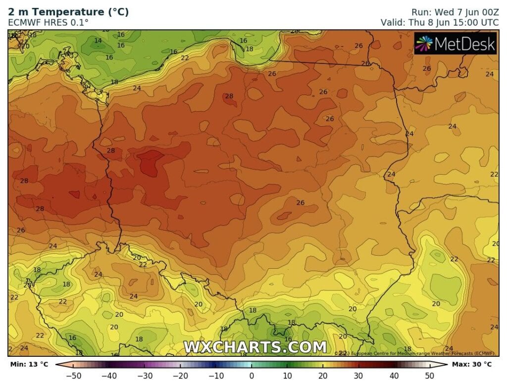 upały i dni gorące w Polsce