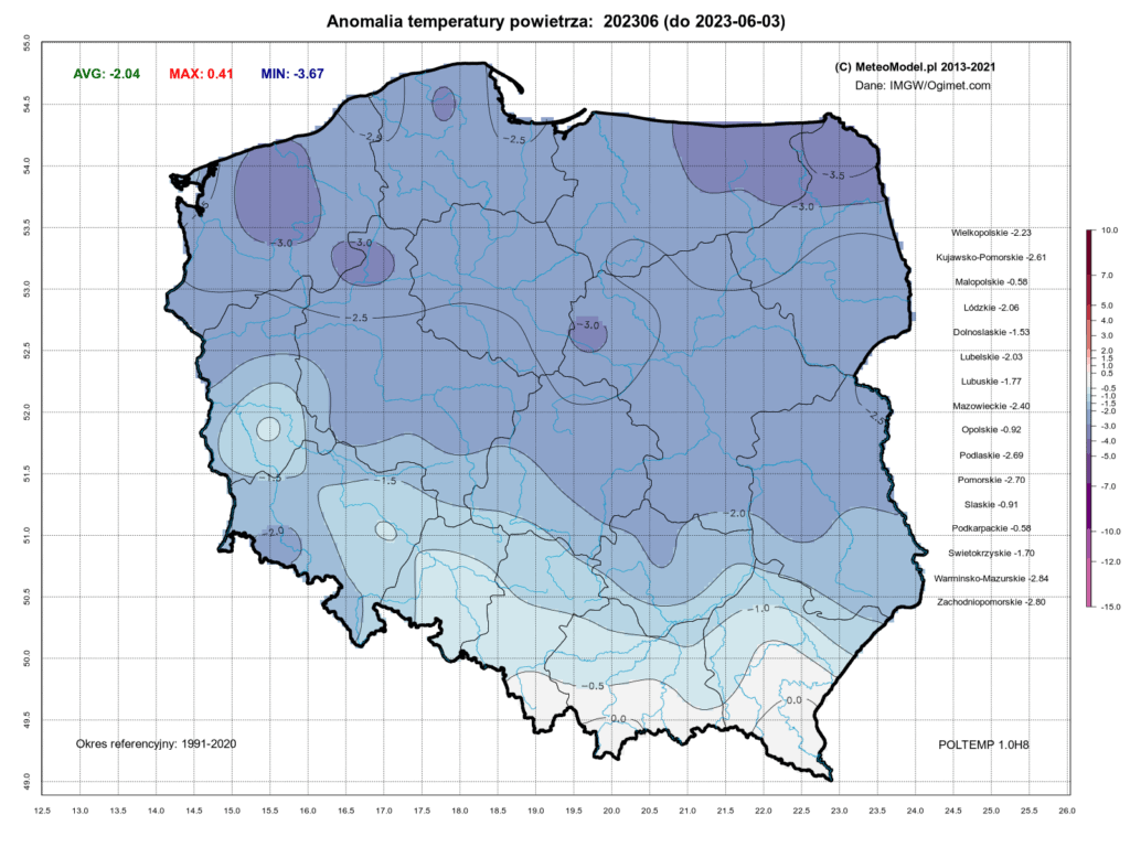 pogoda długoterminowa. widać silne ocieplenie w Polsce