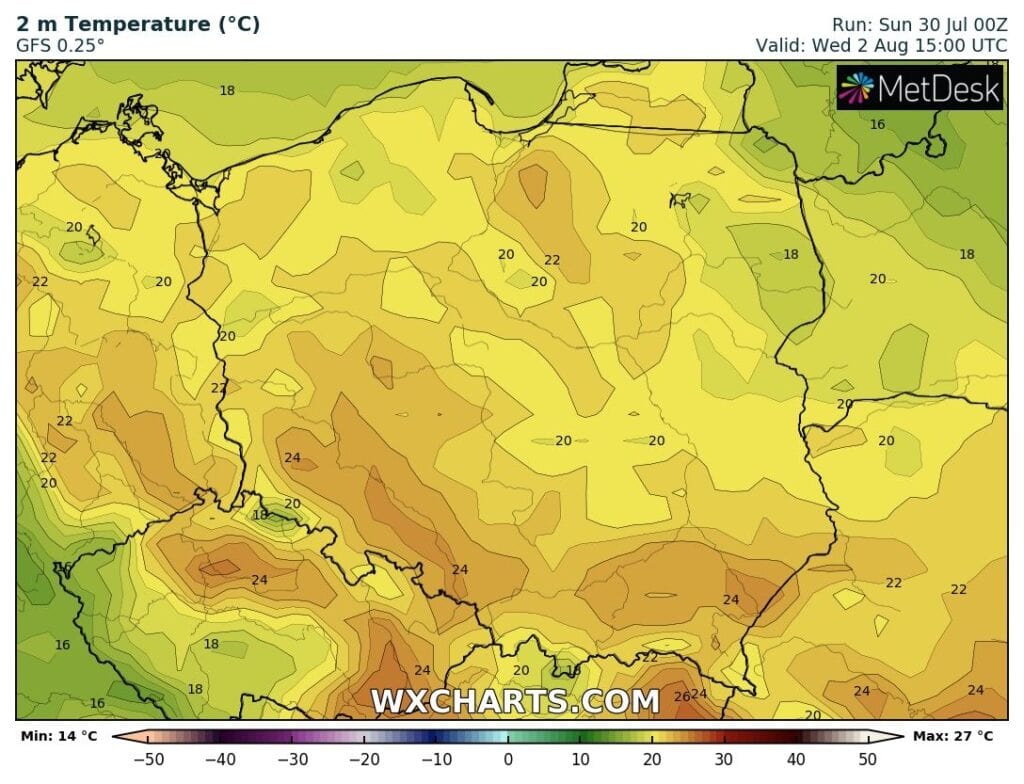 Umiarkowane temperatury w przyszłym tygodniu w Polsce