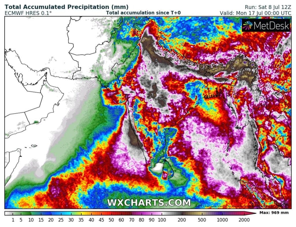 Potężne ulewy przyniosą dużo deszczu w Azji w lipcu