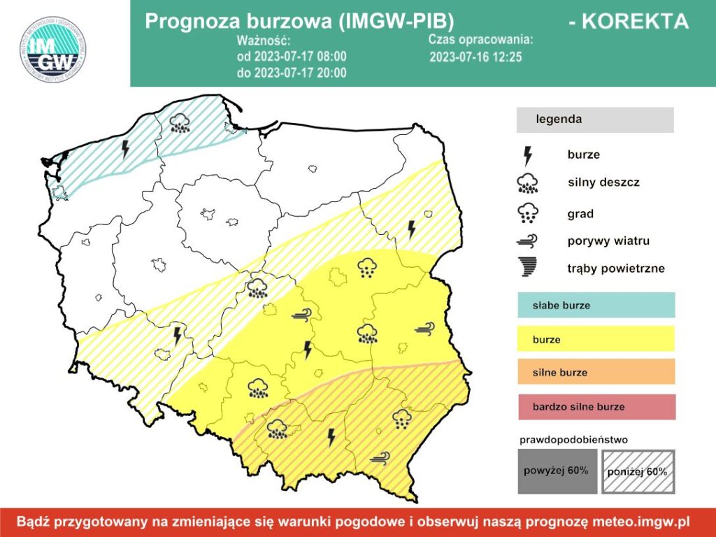 Załamanie pogody w poniedziałek w Polsce. Ostrzeżenia IMGW
