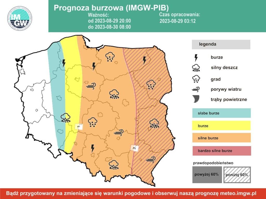 Silne superkomórki burzowe nad Polską