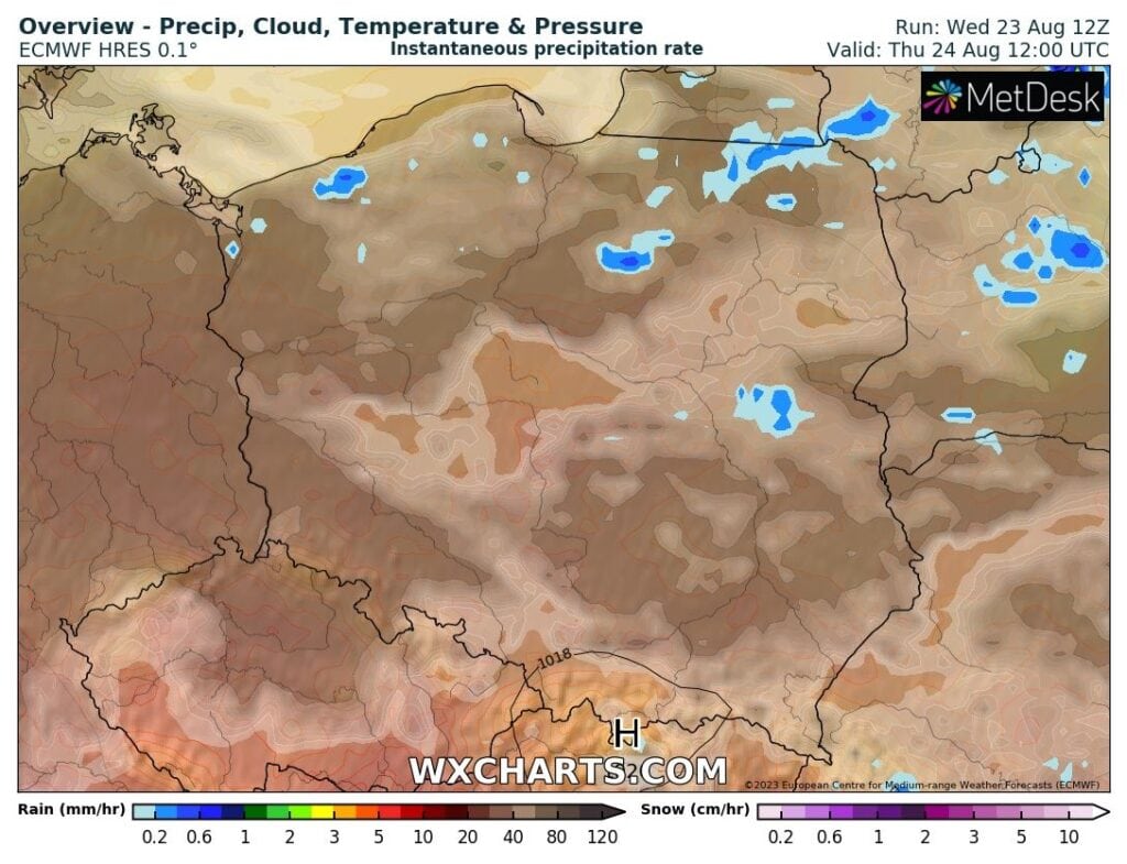 Opady na północy Polski w czwartek 24 sierpnia