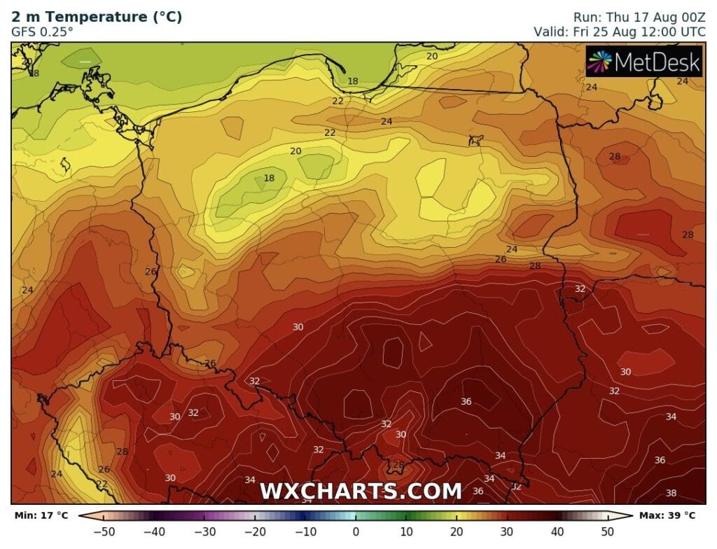 Prognoza temperatur powietrza na przyszły weekend dla Polski