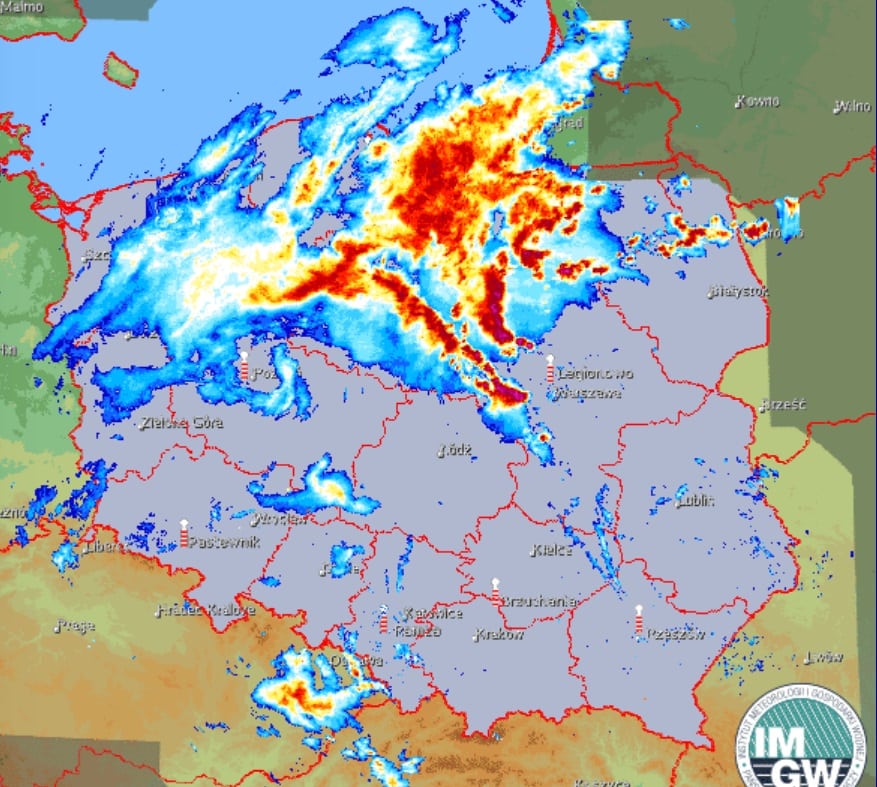 Silne burze w Polsce. Radar opadów wtorek 29 sierpnia