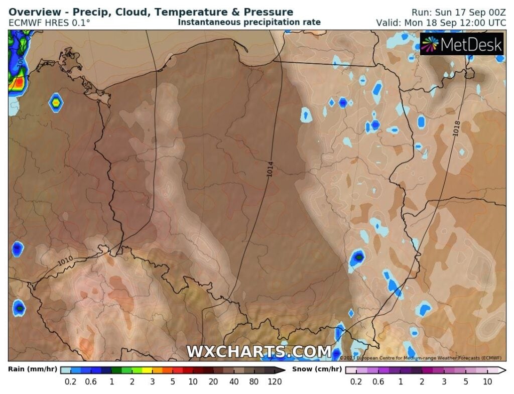 Prognoza pogody na poniedziałek. Mało chmur w Polsce