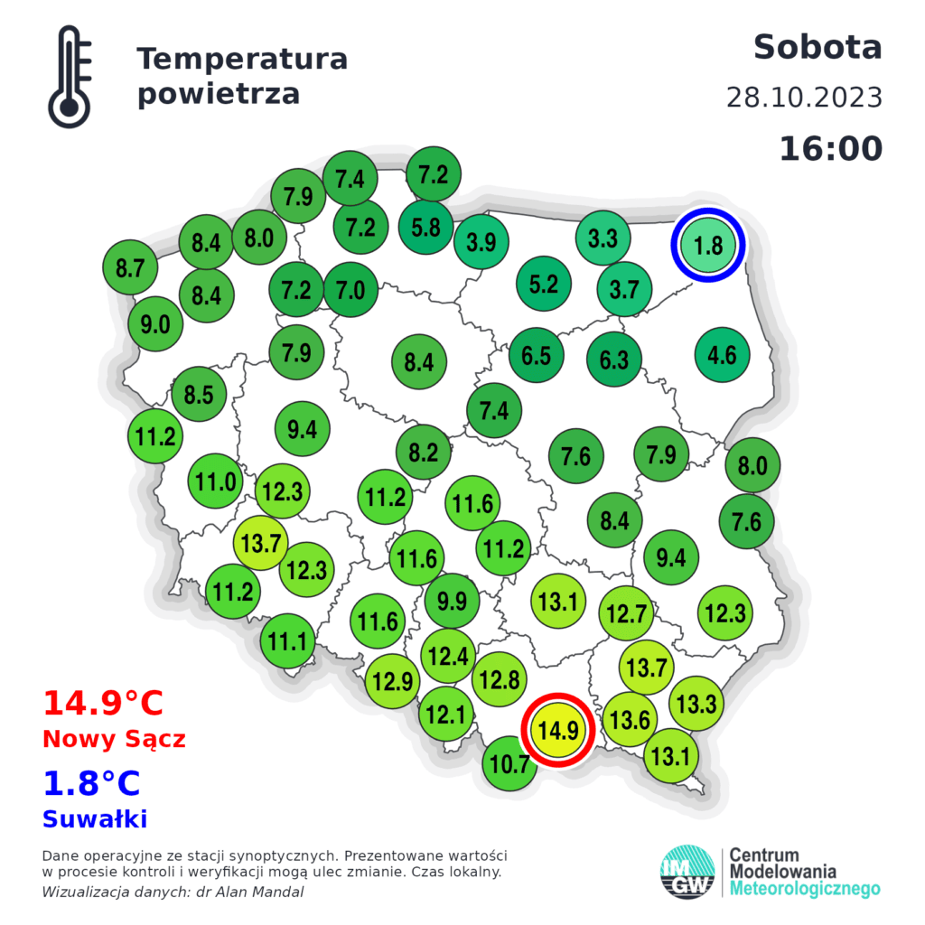 silne ocieplenie w Polsce na południu