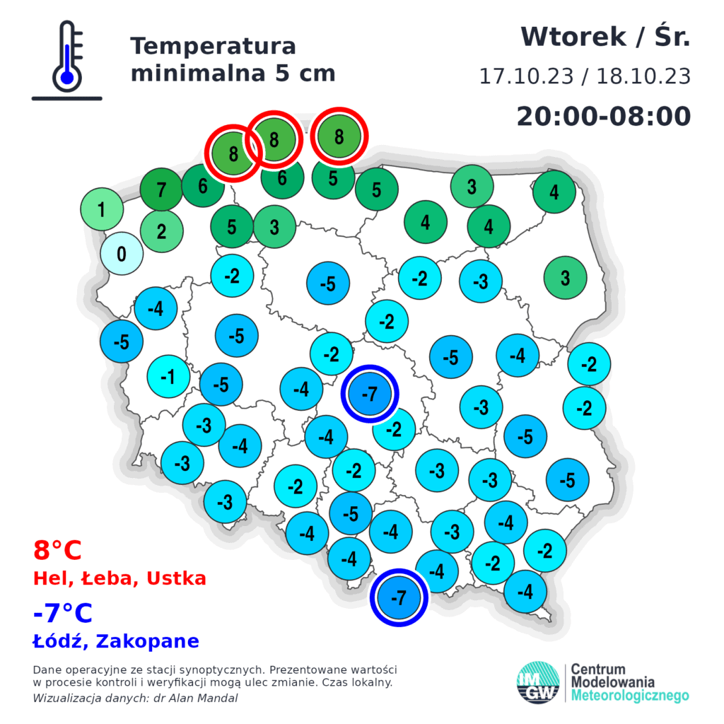 silne przymrozki w kraju