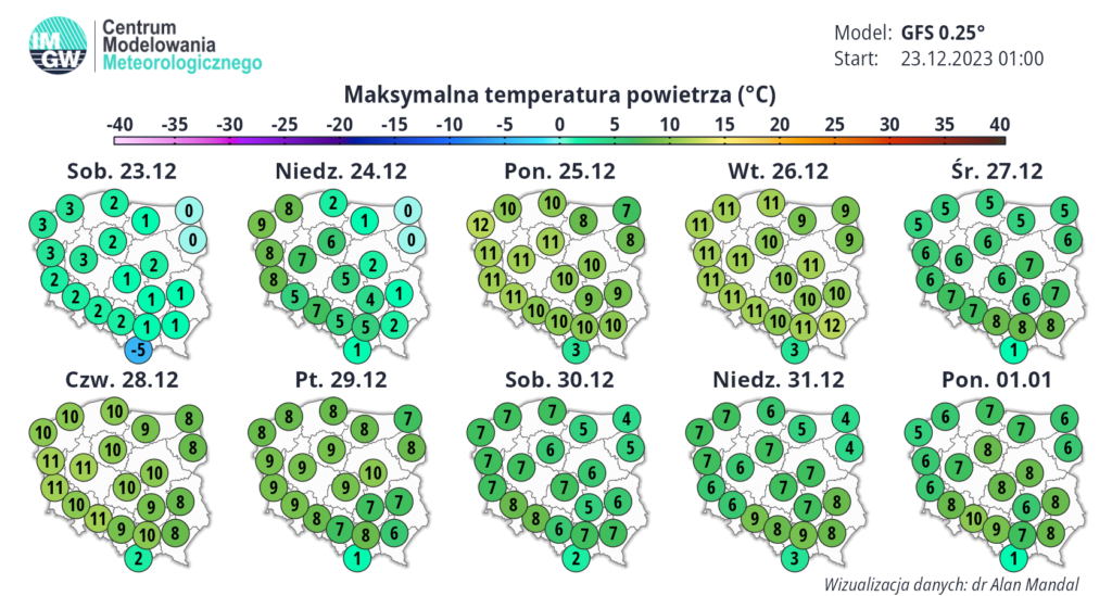 silne ocieplenie w wielu regionach