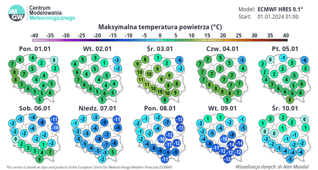 silny mróz w prognozach
