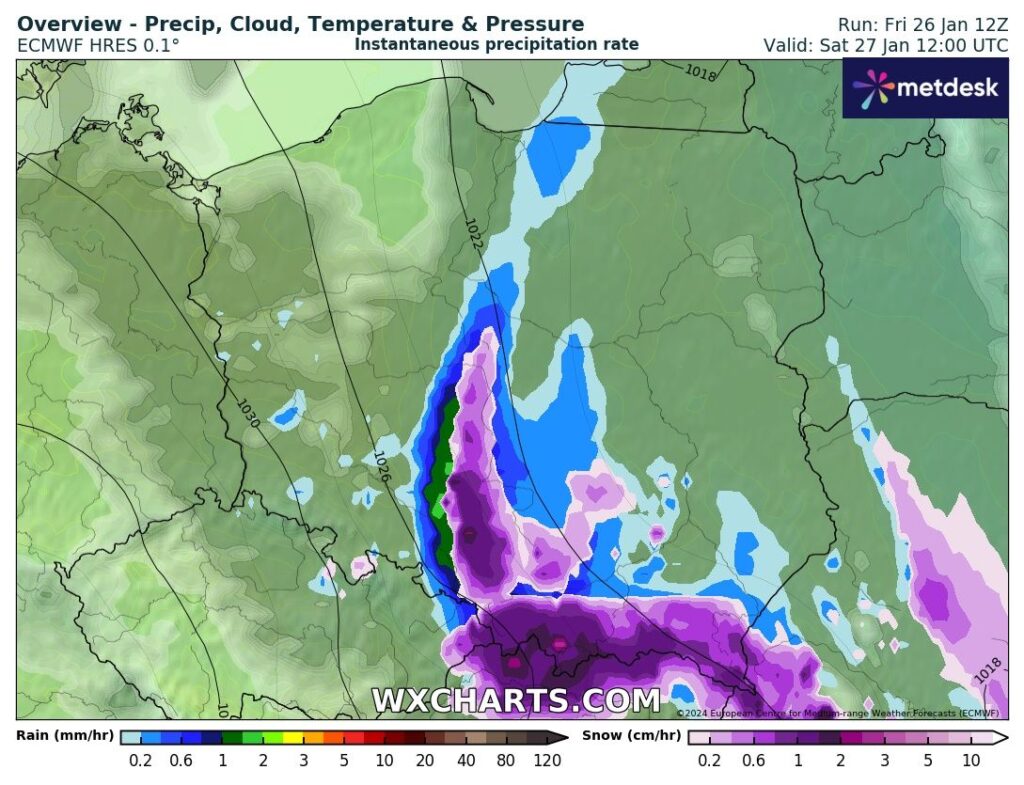 silna śnieżyca w Polsce