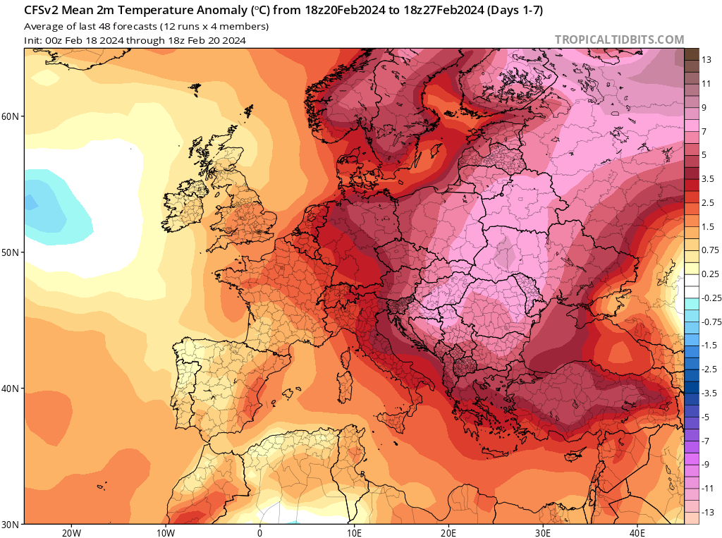 Ekstremalnie ciepły luty 2024. Anomalia temperatury powietrza idzie na rekord w Polsce. Silne ocieplenie do 17°C w prognozach pogody i ulewy