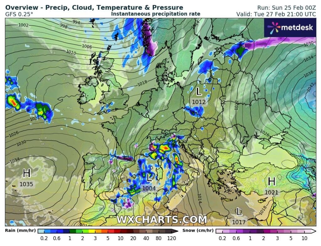 Wysokie temperatury i opady w pasie centralnym Europy