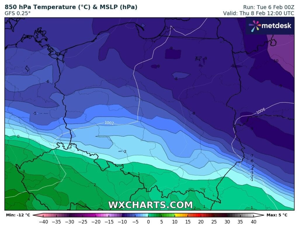 Spływ chłodnych mas powietrza z północy