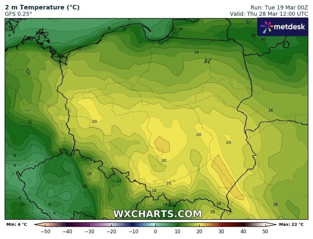 Wysokie temperatury w Polsce na koniec marca