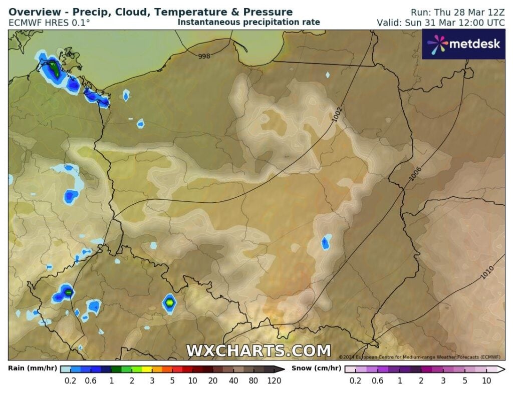 Brak opadów w weekend w Polsce