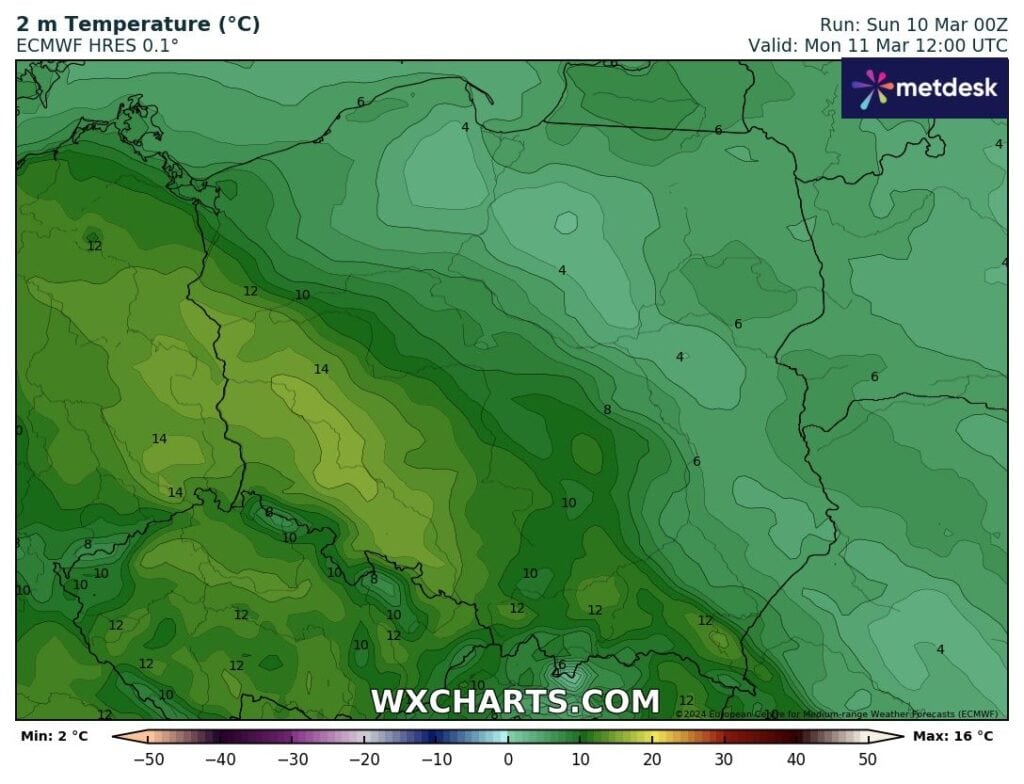 Ocieplenie nad Polską. Coraz wyższe temperatury powietrza