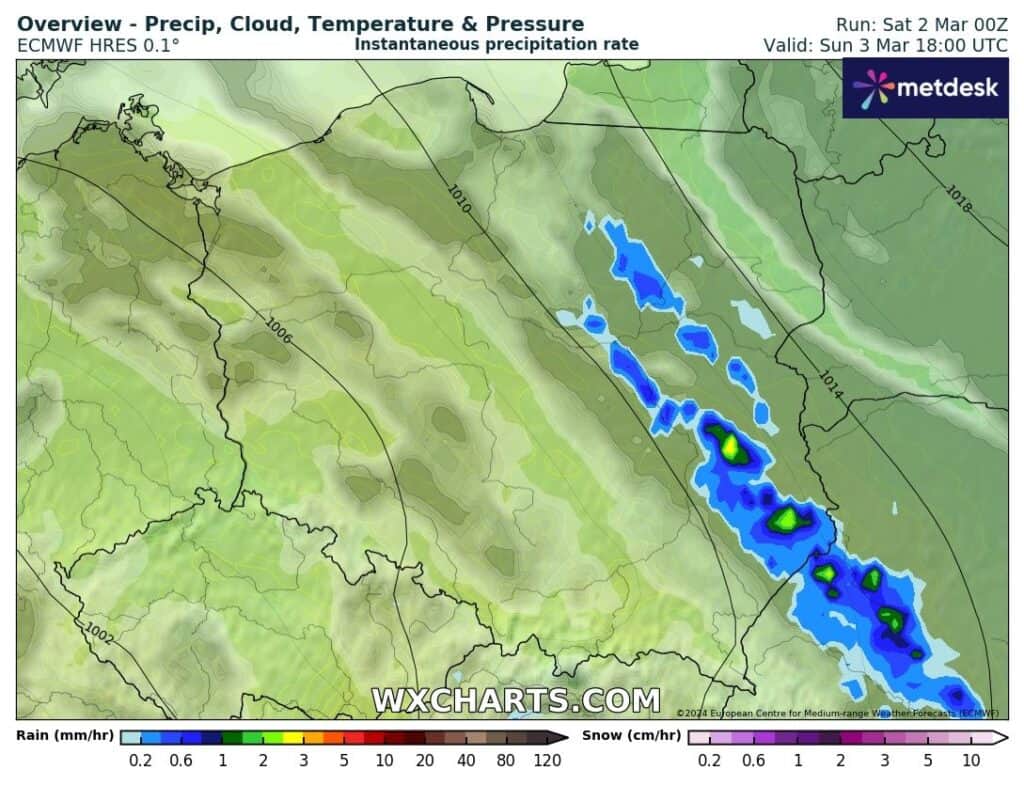 brudny deszcz możliwy w niedzielę
