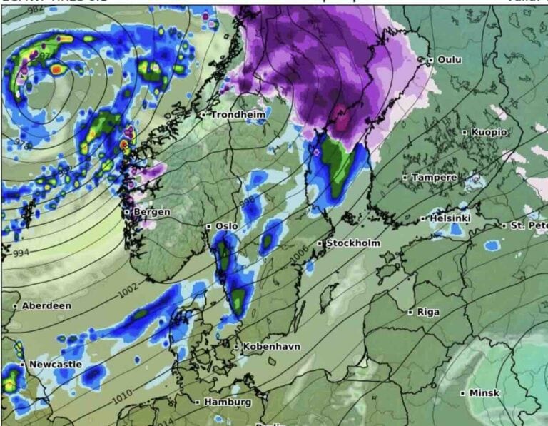 silna śnieżyca w Europie Północnej