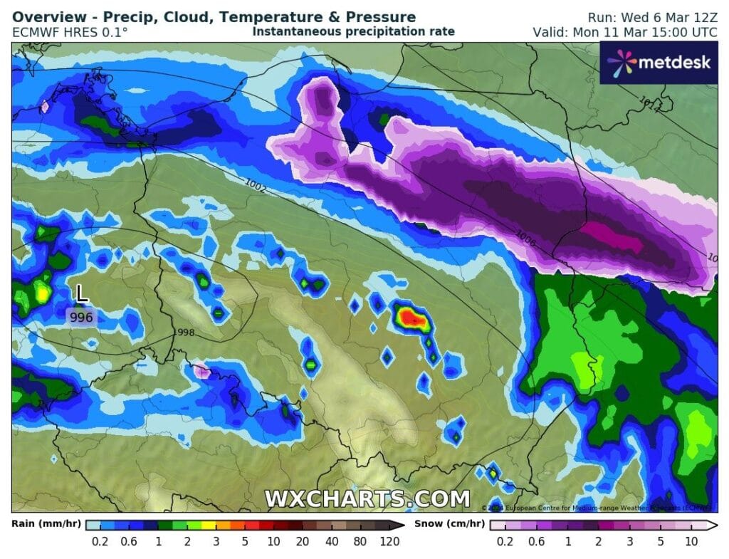 Śnieżyca w poniedziałek nad częścią Polski
