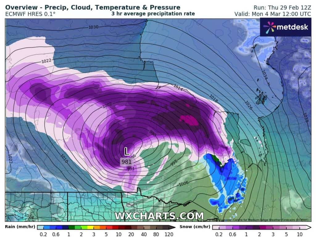 Śnieżyca na znacznym obszarze Kanady