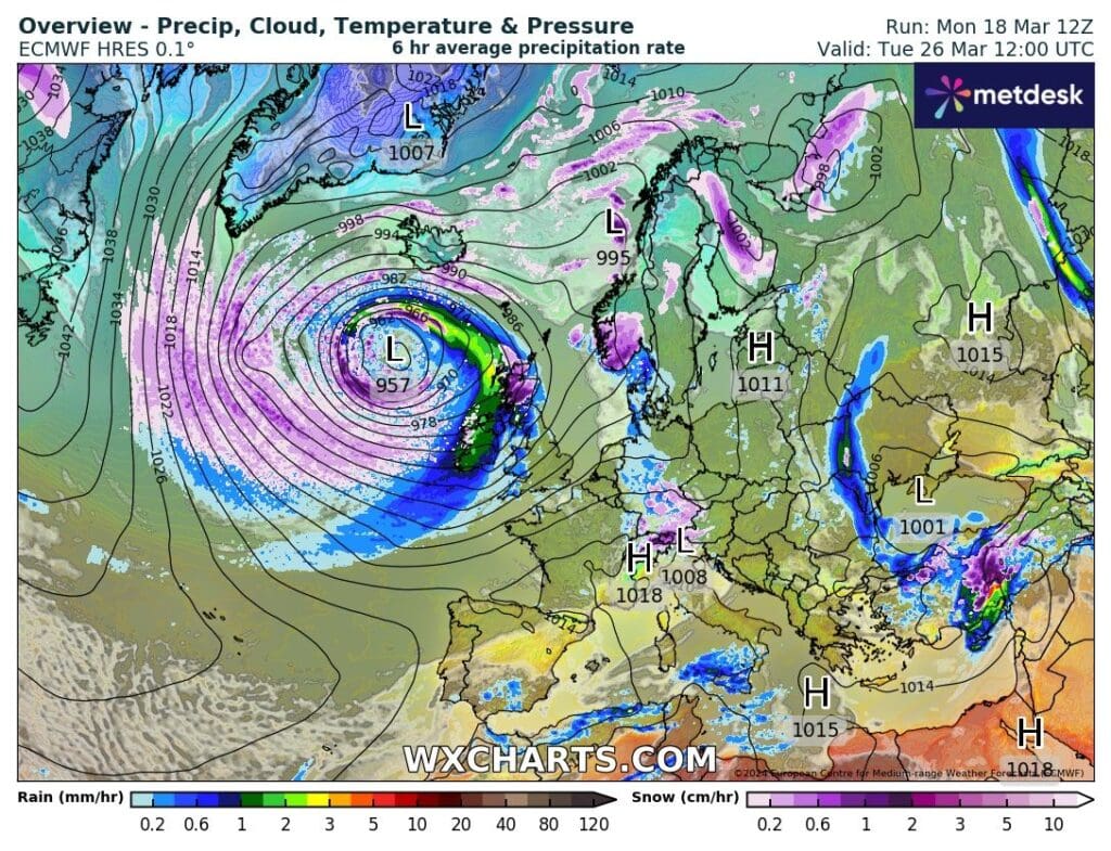 Aktywny niż spowoduje, że wichura pojawi się nad Polską