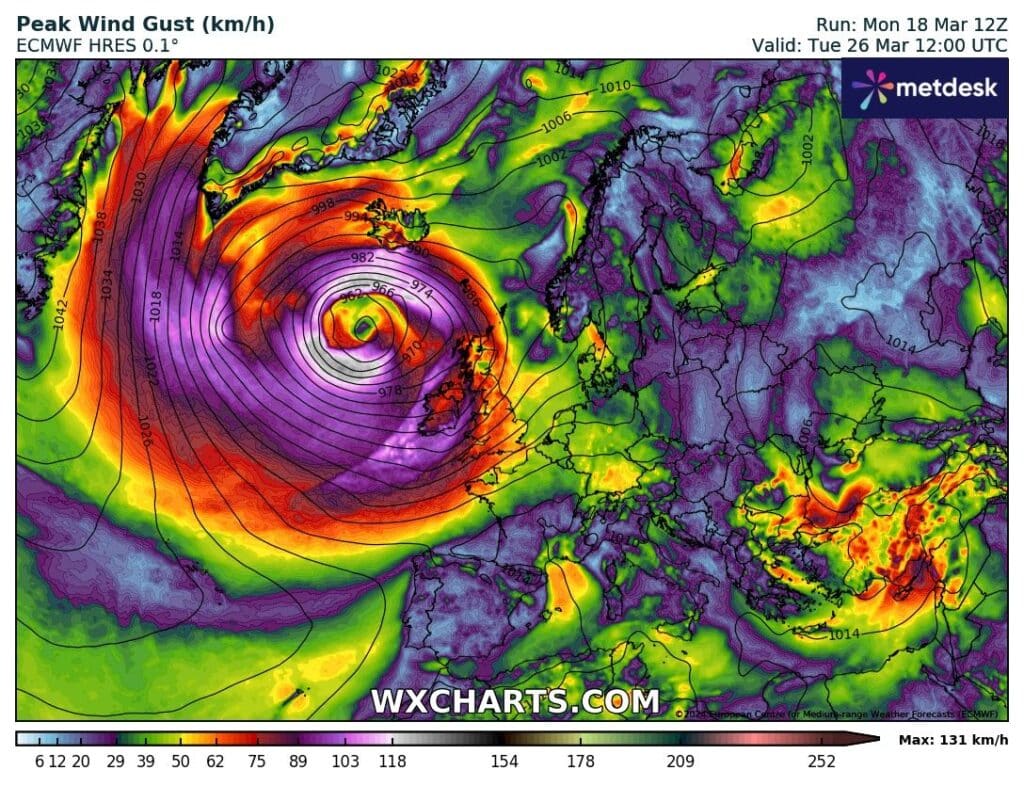 Bardzo silna wichura w Europie na koniec marca